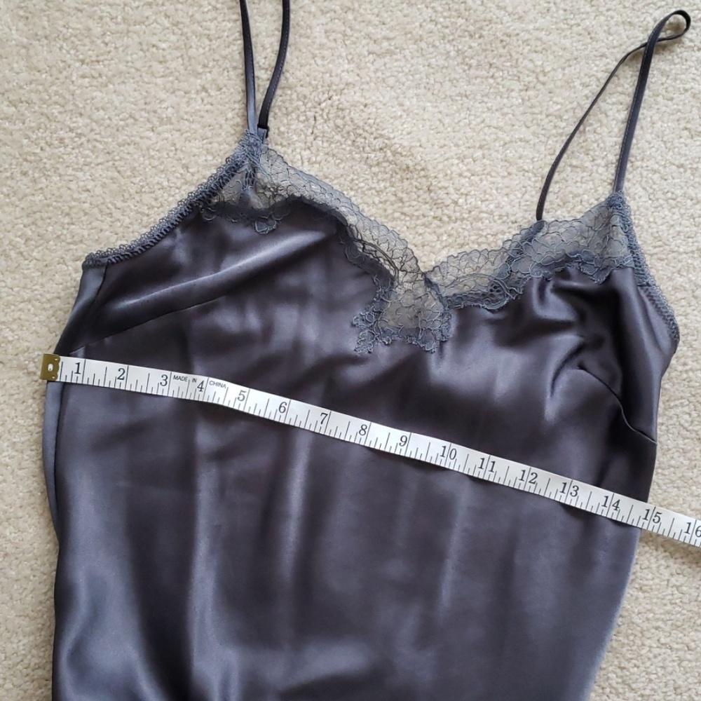 Victoria's Secret gray silky lace trim chemise XS - Picture 5 of 8